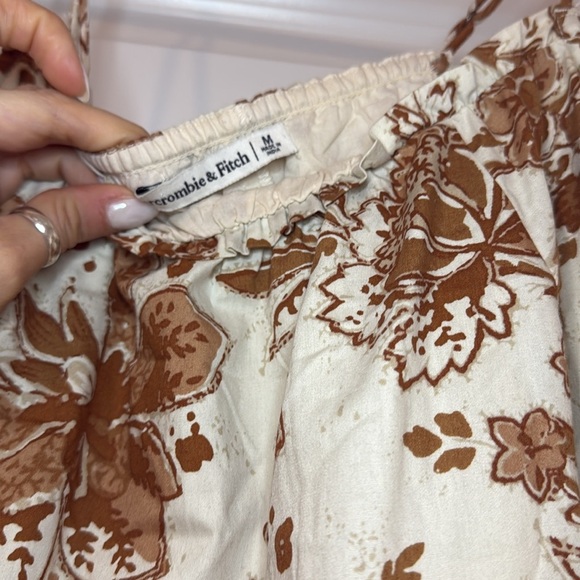 Abercrombie & Fitch Brown Floral Trapeze Mini Dress | Size Medium - Picture 4 of 7